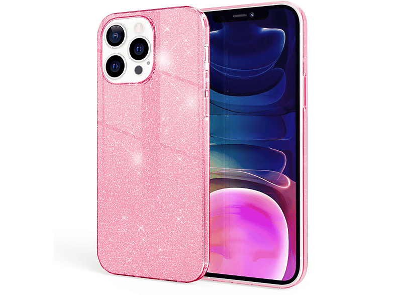 NALIA Glitzer Hülle, Backcover, Apple, iPhone 13 Pro Max, Pink