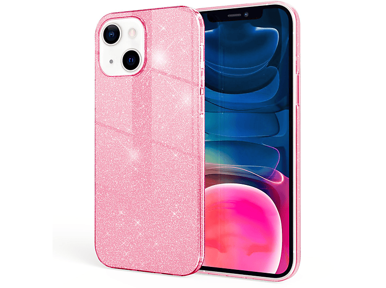 Hülle, Glitzer Mini, Pink Apple, NALIA 13 iPhone Backcover,