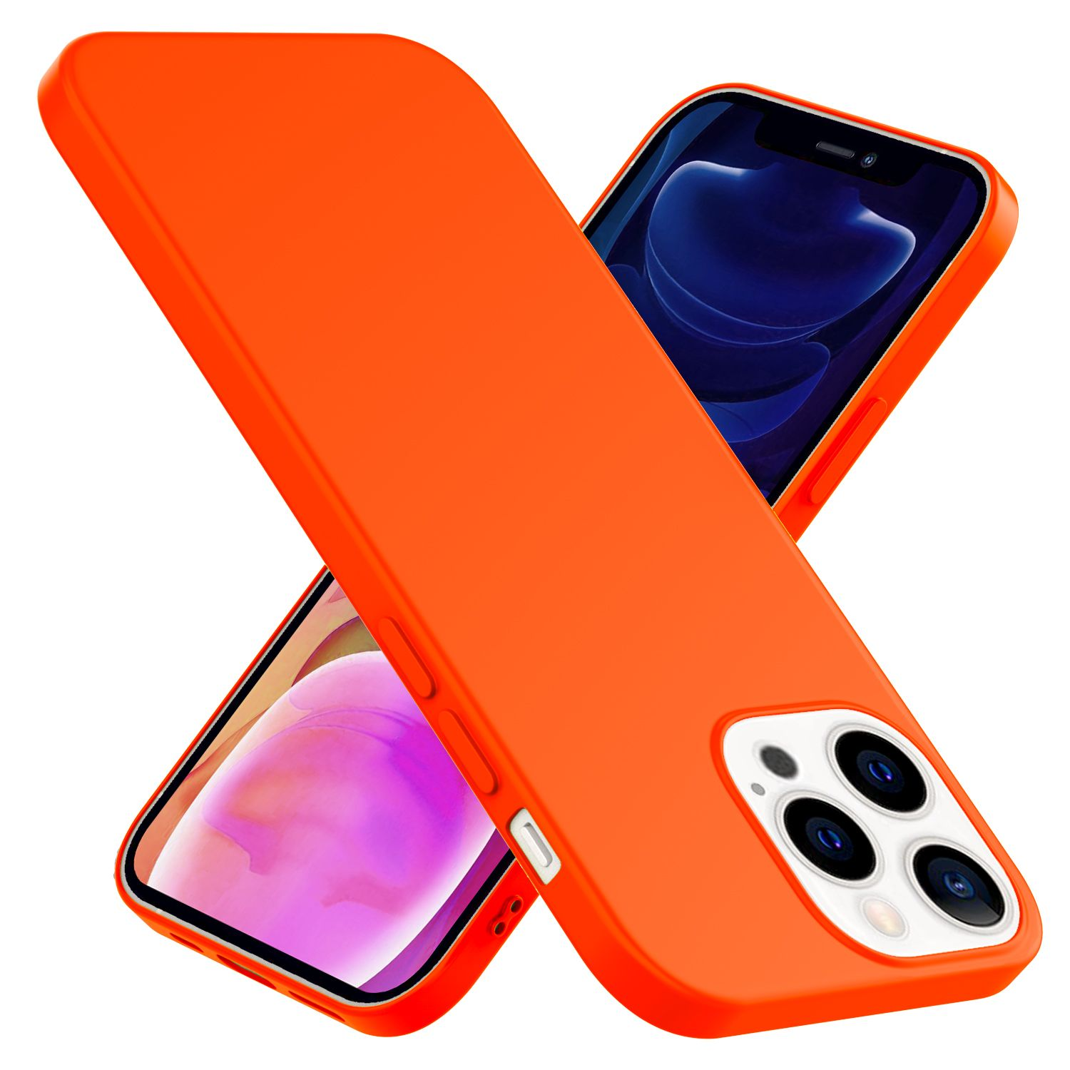 Max, Hülle, Orange Pro Backcover, iPhone Neon NALIA Silikon 13 Apple,