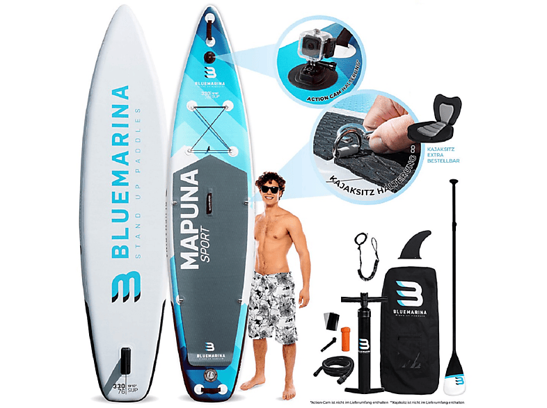 BLUEMARINA SUP Board Mapuna 2022 Stand Up Paddle, weiß blau schwarz