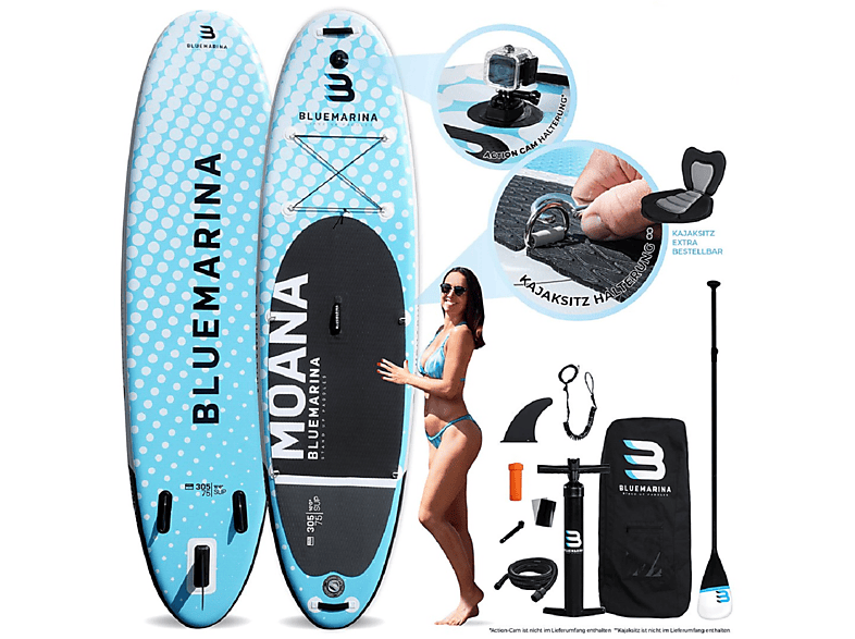 BLUEMARINA SUP Board Moana 2022 Stand Up Paddle, weiß blau schwarz SATURN