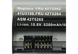 ACCUCELL Akku für Lenovo ThinkPad R61 Serie, R400 Serie, T61 Serie 5200mAh Li-Ion - Lithium-Ionen Notebook-Akku, 5200 mAh