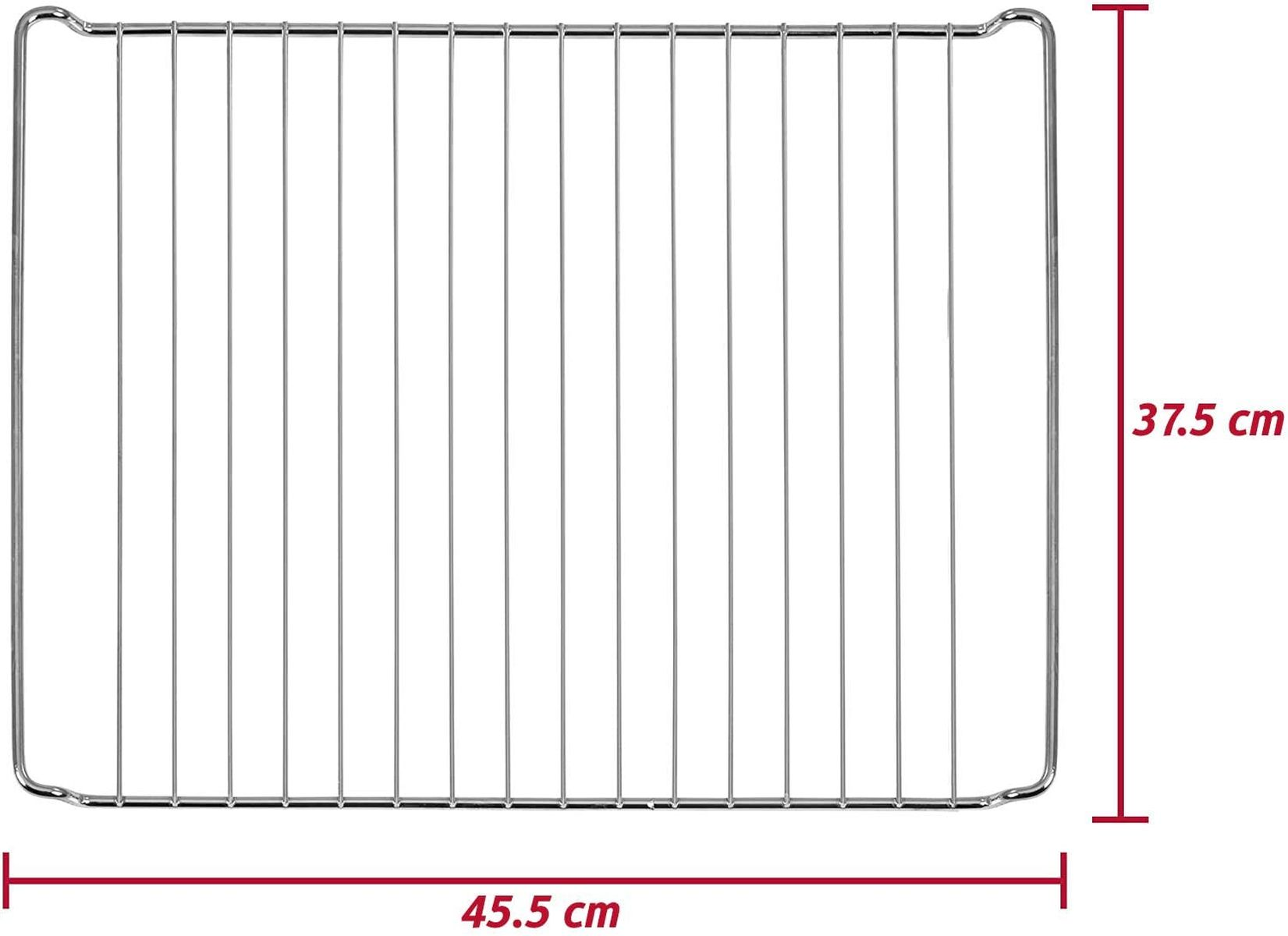 Ein Metall-Backofengitter mit Zentimeter-Maßen auf weißem Hintergrund.