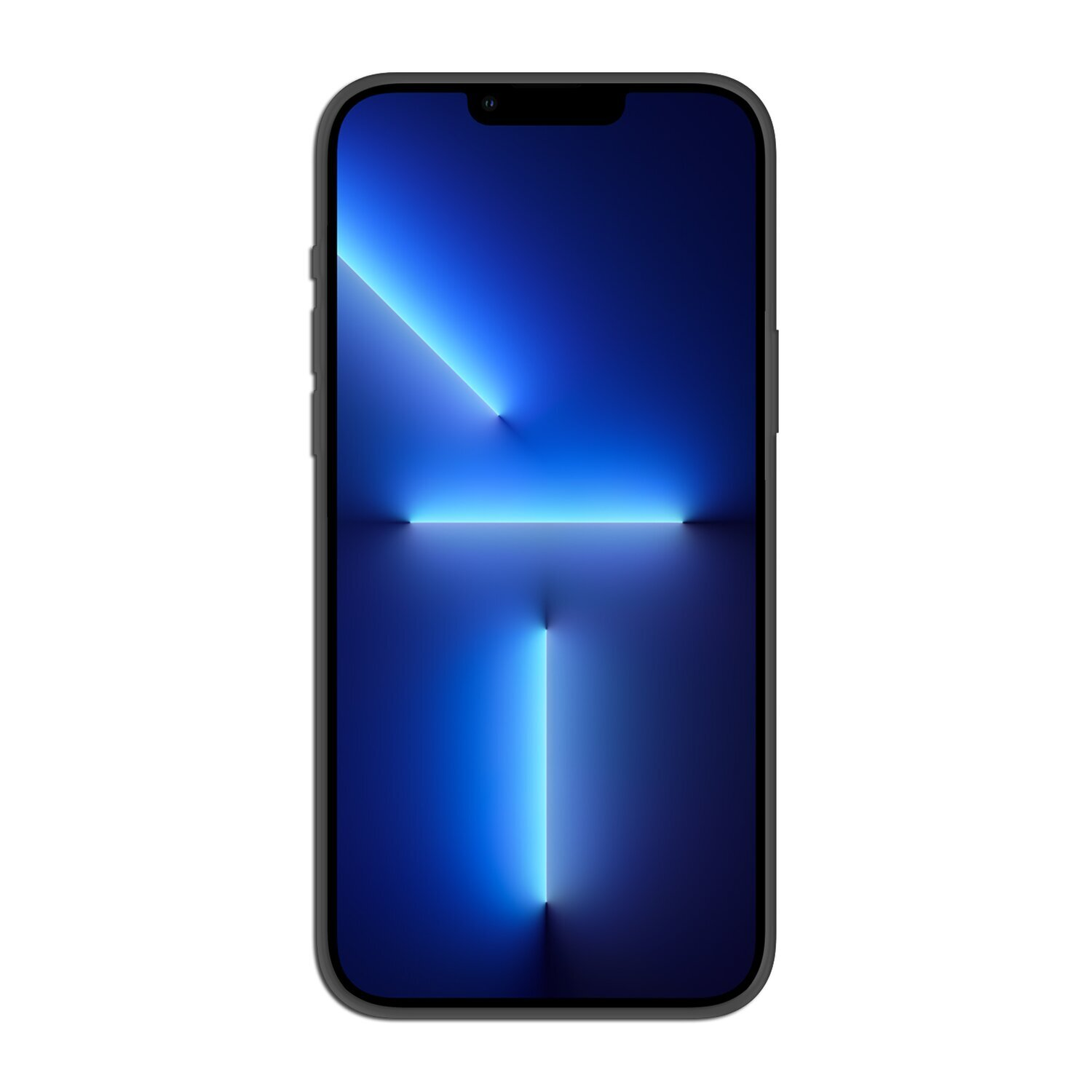Smartphone mit blauem Farbverlauf auf dem Bildschirm, schwarzer Rahmen auf weißem Hintergrund.