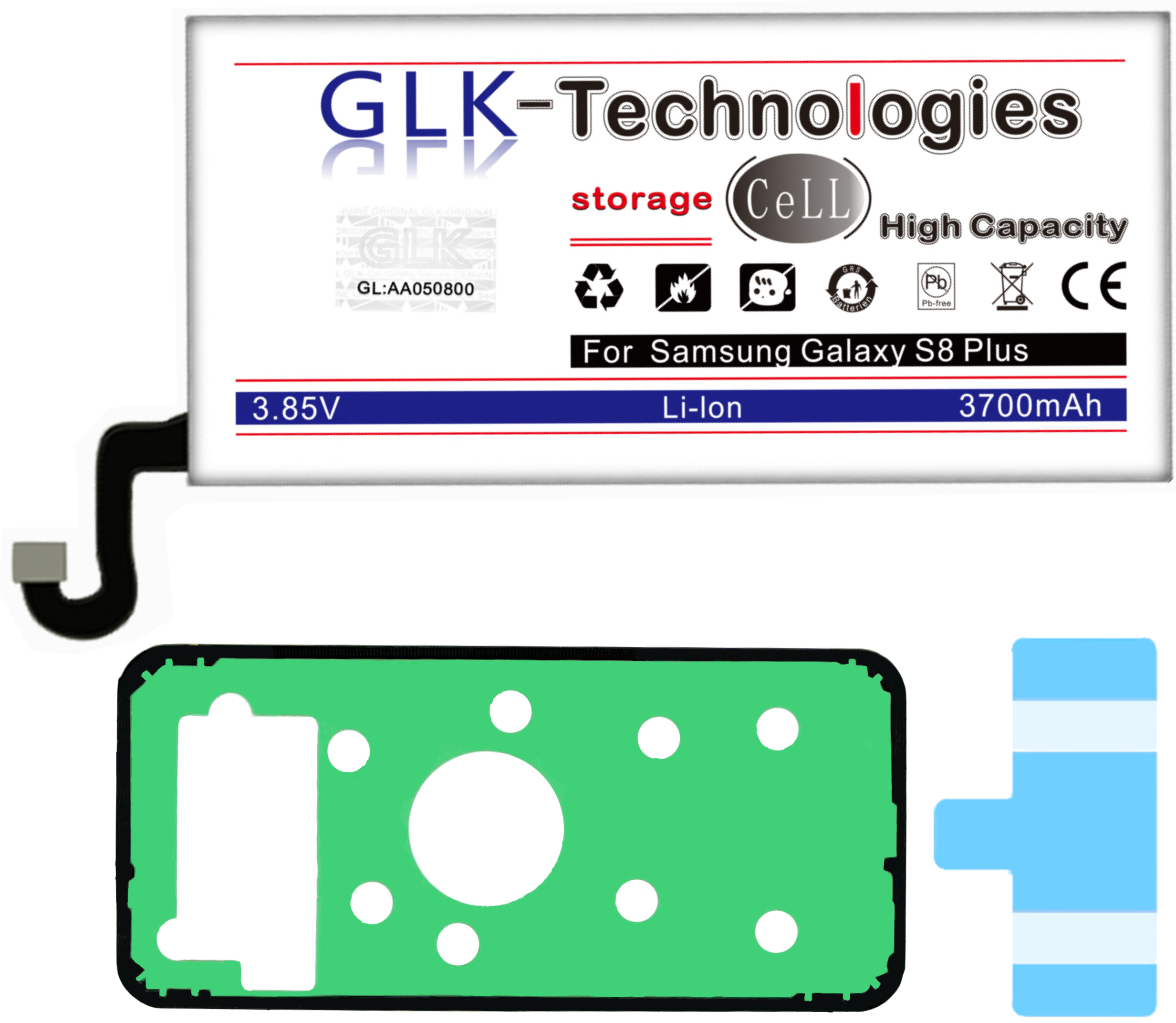 S8 Li-Ion, Akku | Power GLK-S8P SM-G955F mAh EB-BG955ABE Akku Smartphone für Samsung Ersatz + Volt, mAh 3700 High Plus 3.85 GLK-TECHNOLOGIES Galaxy 3700 Akku,