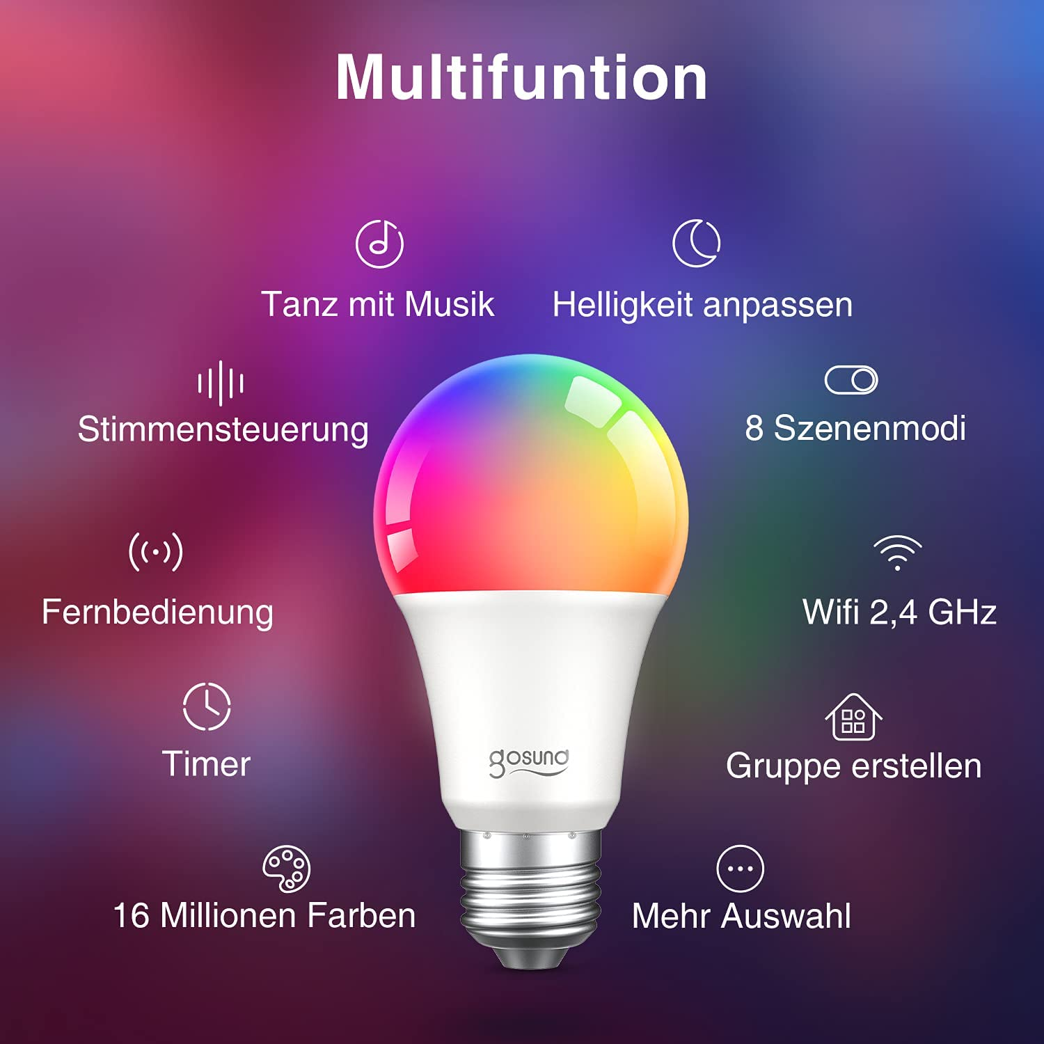GOSUND Mehrfarbig Glühbirne NiteBird WB4 LED Glühbirne Smarte