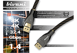 BIVANI Premium 8K 32,4 Gbps Kabel - Elite-Series, DisplayPort 1.4 Kabel, 2 m