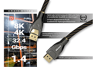 BIVANI Premium 8K 32,4 Gbps Kabel - Elite-Series, DisplayPort 1.4 Kabel, 1 m