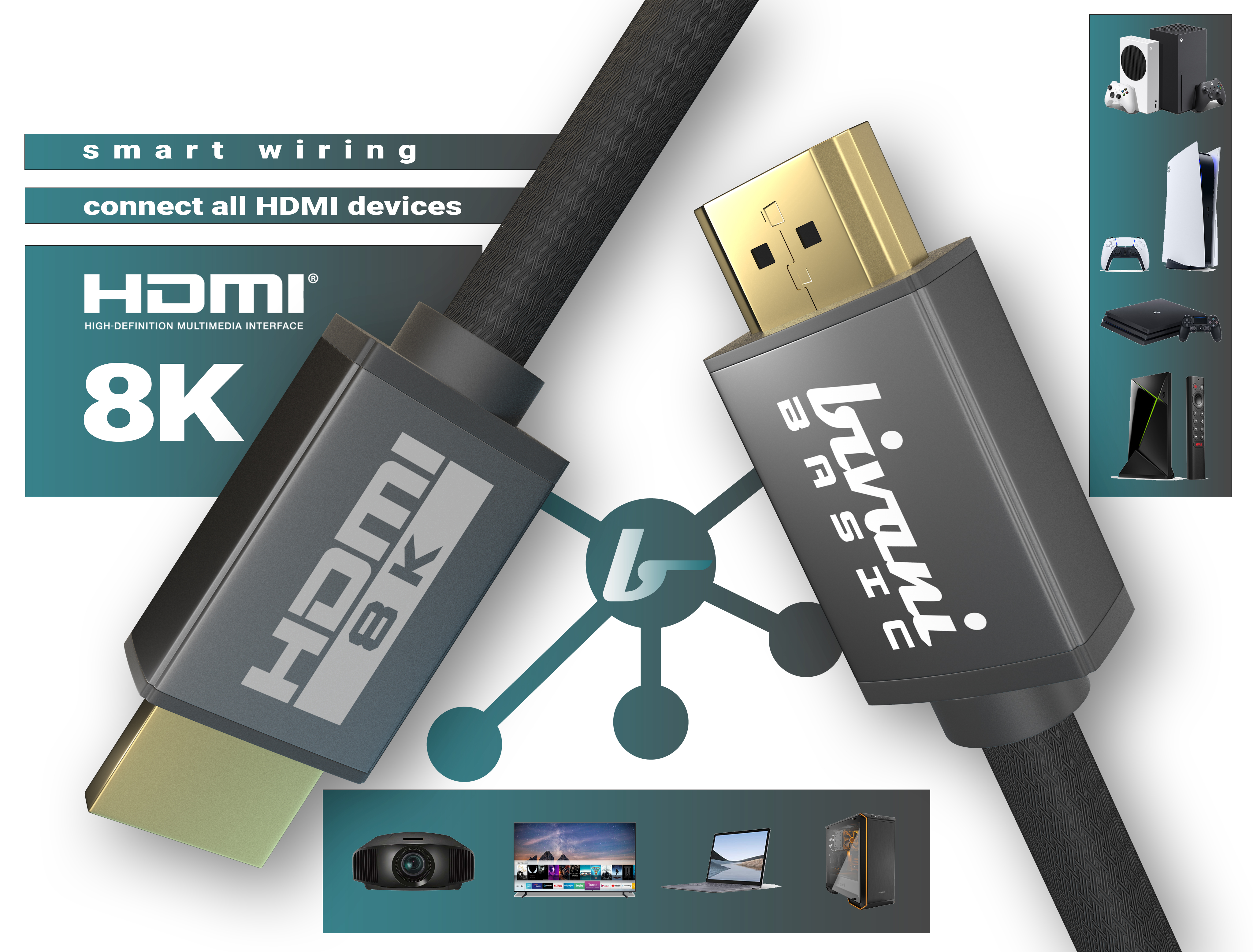 BIVANI 8K 48 Gbps 2.1a 2.1a Basic 8K HDMI Kabel - Series Kabel