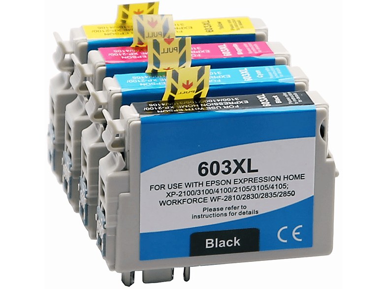 ABC Kompatibel Set 4x Tinte CMYK (603 XL BK Black C13T03A14010 C Cyan C13T03A24010 M Magenta C13T03A34010 Y Yellow C13T03A44010 XL Multipack C13T03A64010)