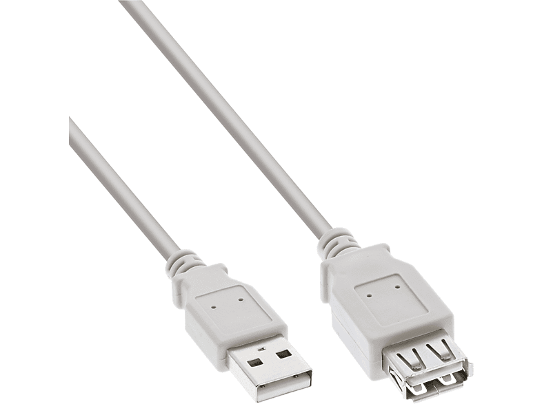beige/grau, Verlängerung, USB USB Stecker INLINE Buchse, / InLine® 2m USB-A 2.0