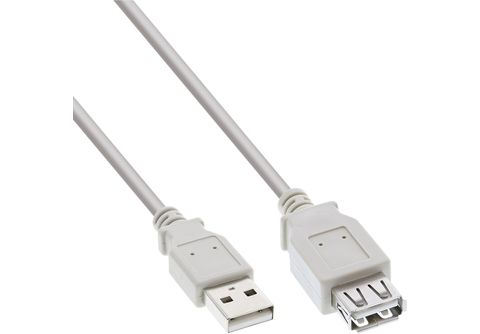 INLINE InLine® USB 2.0 Verlängerung, USB-A Stecker / Buchse, beige/grau, 2m  USB