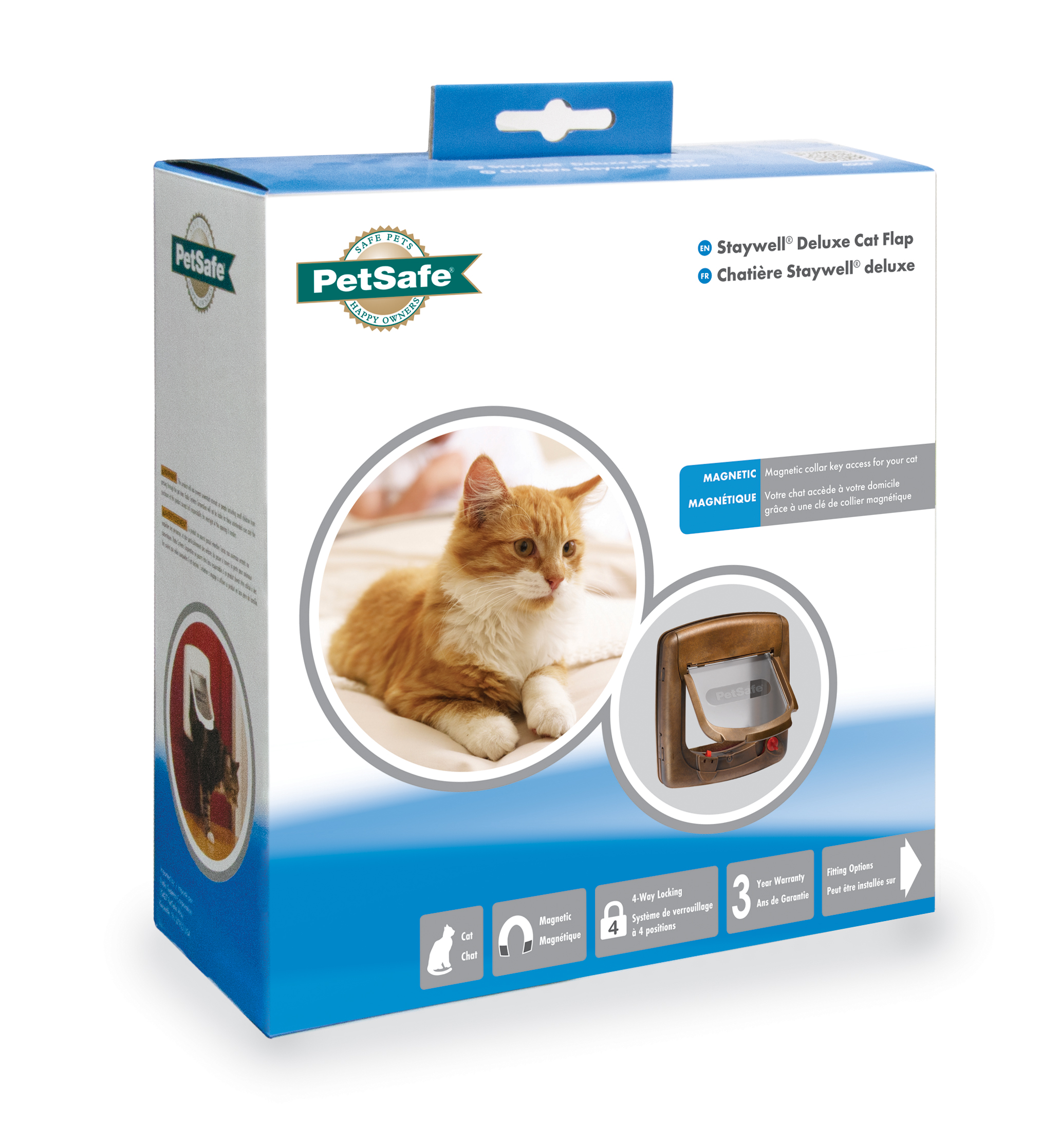 PETSAFE Staywell® Magnetische Katzenklappe Deluxe mit Optionen, Katzenklappe Verschluss 4 Holzoptik