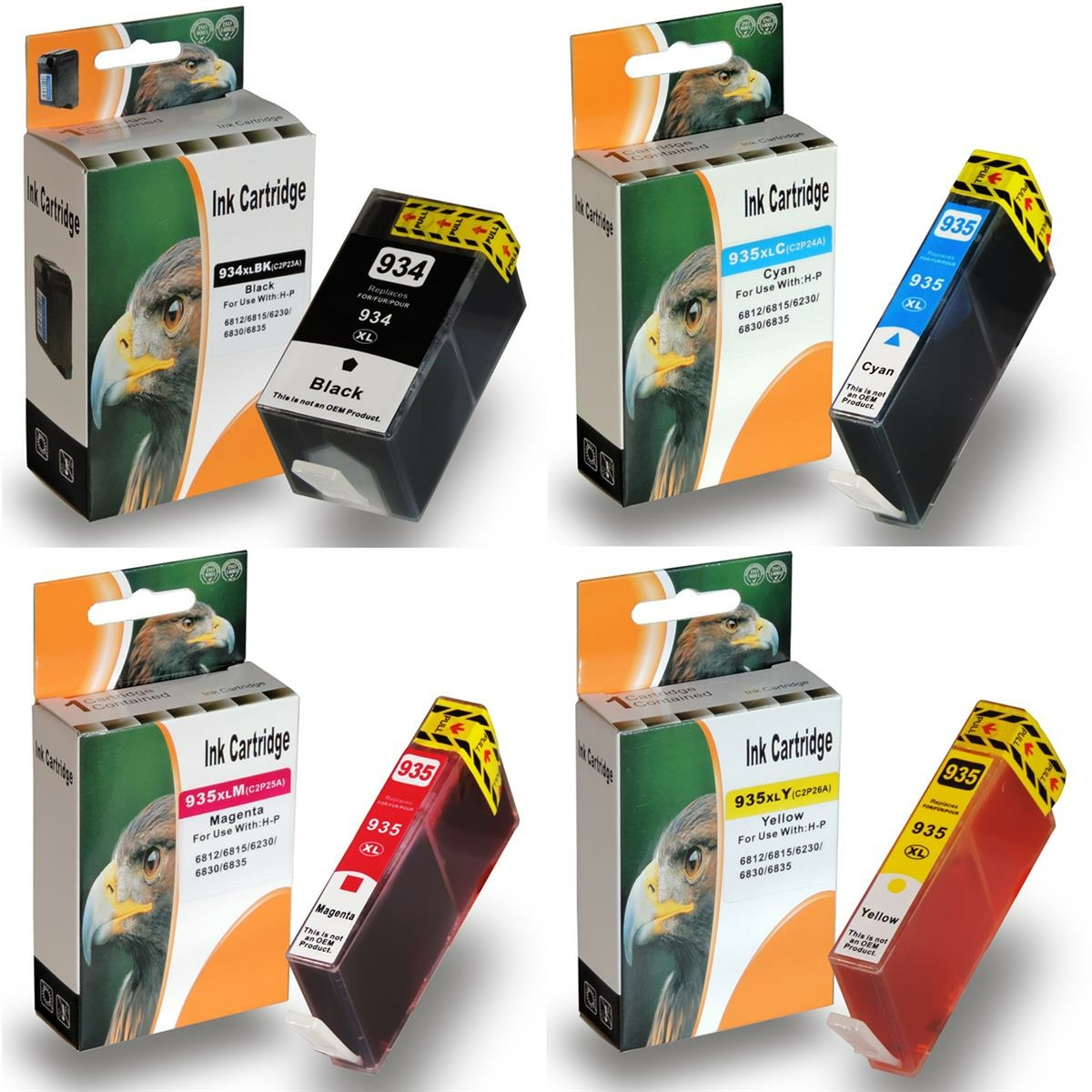 D&C 934XL, X4E14AE, Cyan, (934XL, 935XL Gelb) Multipack (Schwarz, Magenta, X4E14AE, Tintenpatrone 935XL) 4-Farben