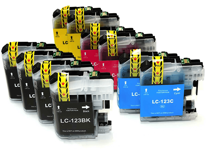 2x Schwarz, 10-Farben 2x (4x Tintenpatrone Magenta, XL) LC-123 Gelb) D&C 2x (LC-123 Cyan, Multipack XL