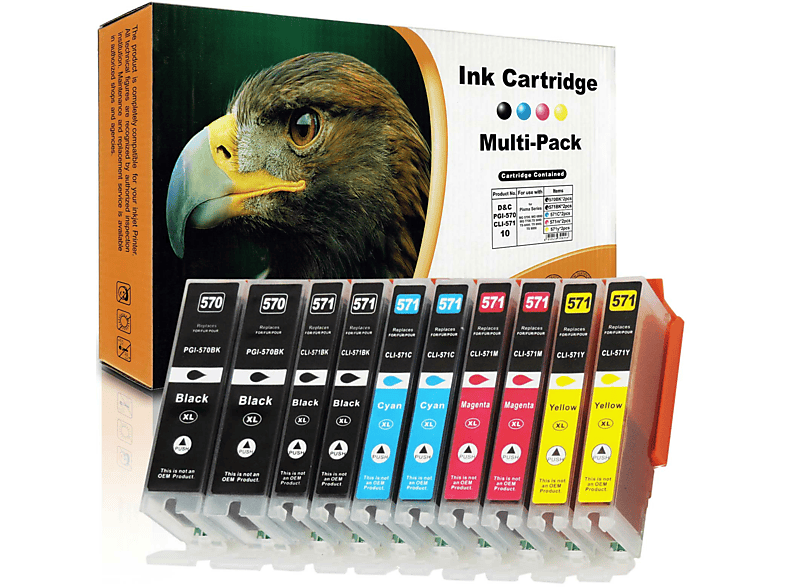 XL, 2x Tintenpatrone 10-Farben 2x Multipack D&C PGI-570 Schwarz, XL 2x MediaMarkt Fotoschwarz, | Cyan, 2x Gelb) (2x XL, CLI-571 (CLI-571 XL) Magenta, PGI-570