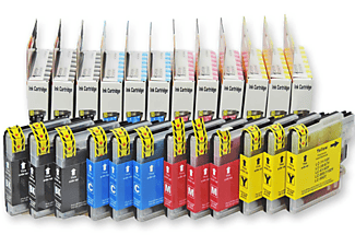 D&C LC-980, LC-1100 Tinten Patronen Set Multipack 12-Farben (3x Schwarz, 3x Cyan, 3x Magenta, 3x Gelb) (LC-980, LC-1100)
