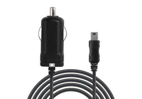 WICKED CHILI MiniUSB KFZ Ladegerät für Navi, Handy und Tablet 150cm /  1000mA / LED Autoladegerät TomTom, schwarz