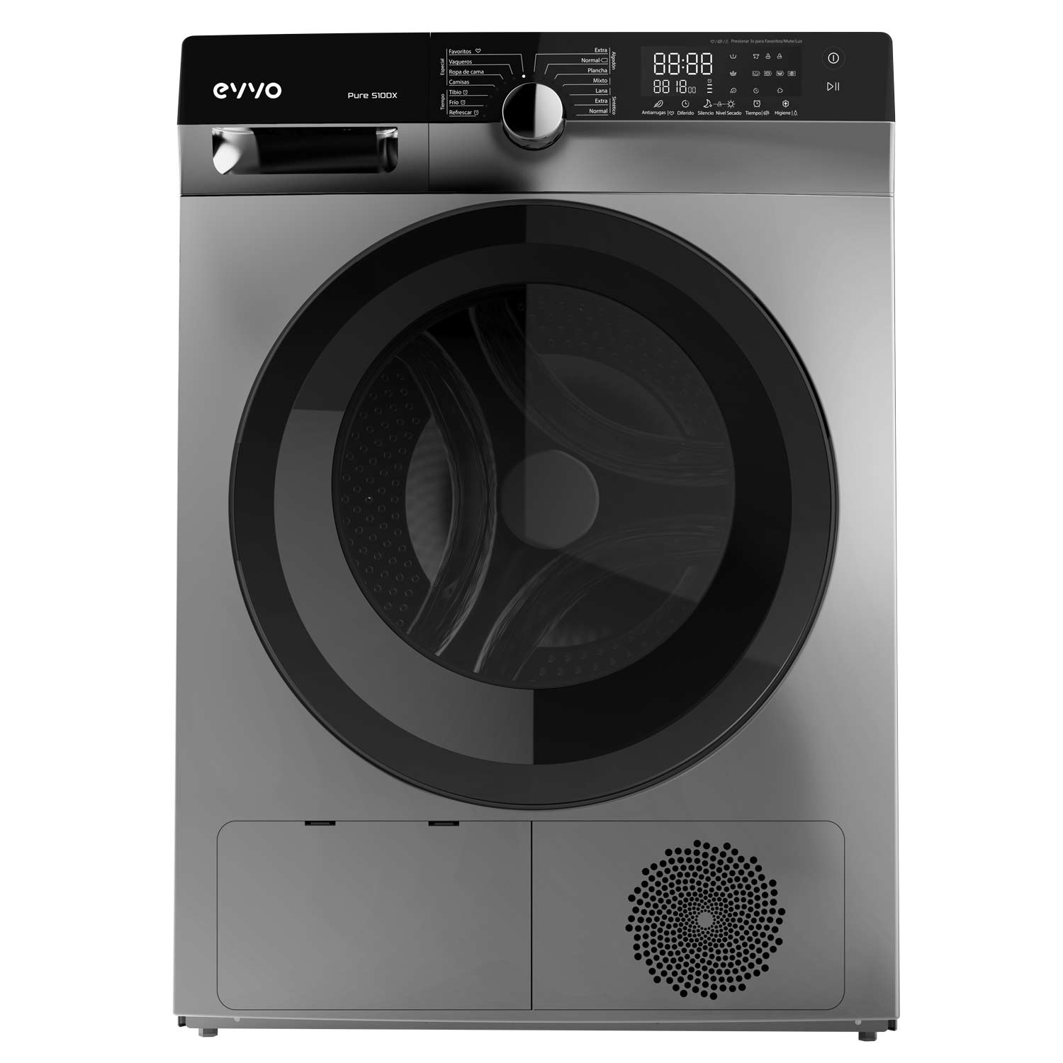 Secadora De Ropa evvo pure s10dx bomba calor independiente 14 inox clase 10kg