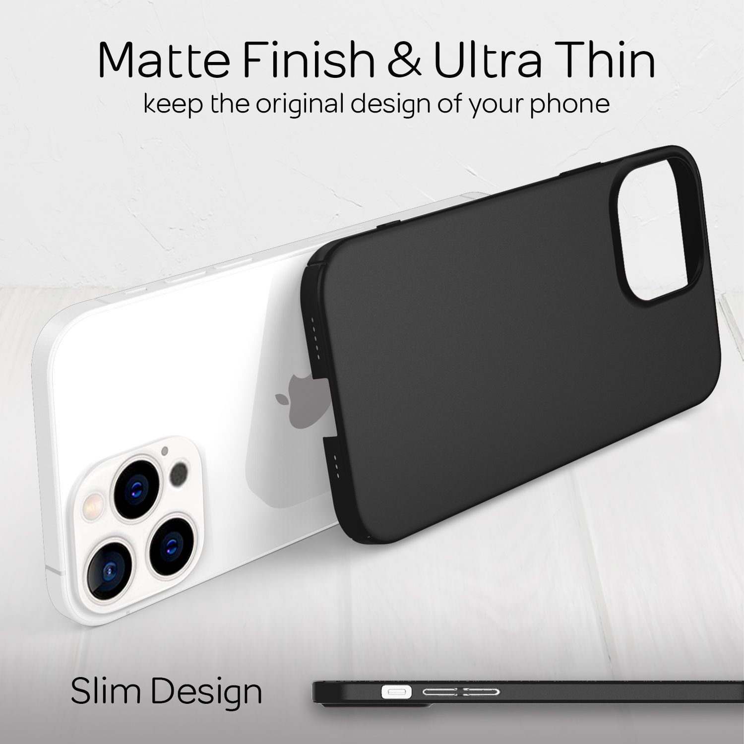 Backcover, Dünnes NALIA iPhone Apple, Schwarz 0,5mm Mattes Ultra Pro, Hardcase, 13