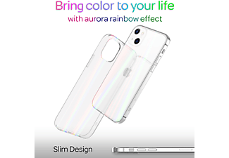 NALIA Klare Hartglas Hülle Regenbogen Effekt, Backcover, Apple, iPhone 13, Transparent