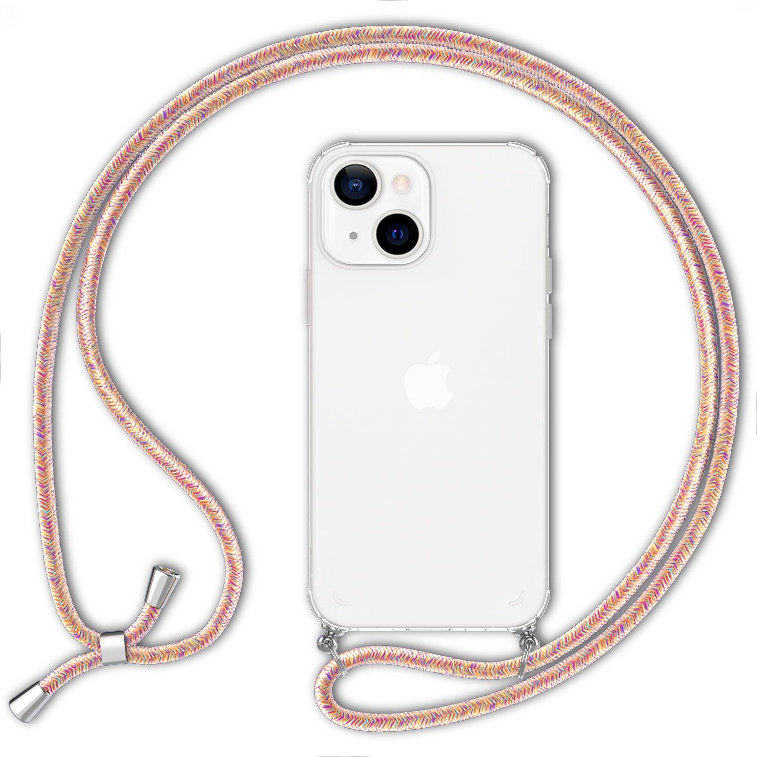 Hülle mit zum iPhone 13 Regenbogen Kette Klare Mini, Umhängen, Apple, Backcover, NALIA