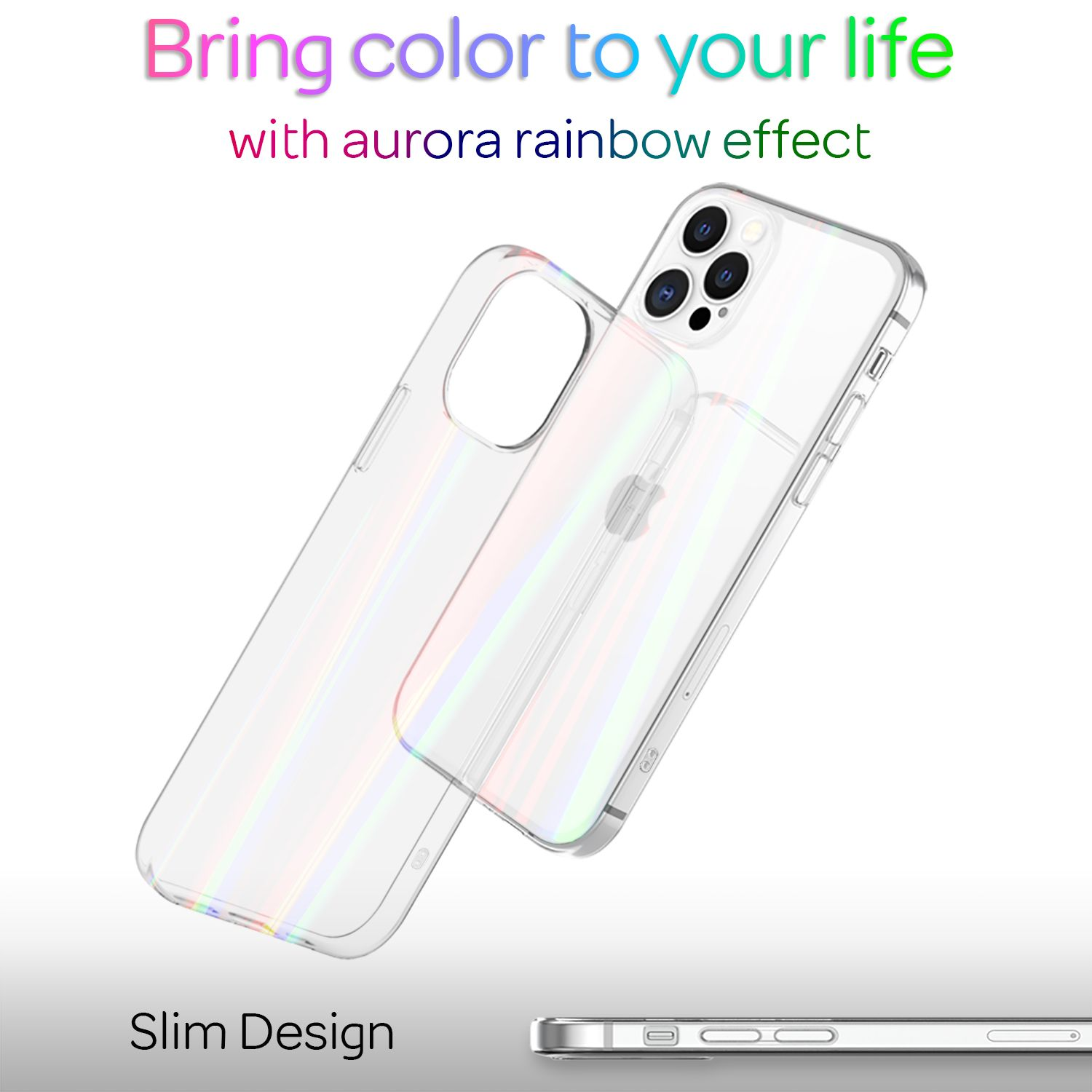 NALIA Klare Hartglas Hülle Regenbogen Effekt, Backcover, Apple, 13 Pro, iPhone Transparent