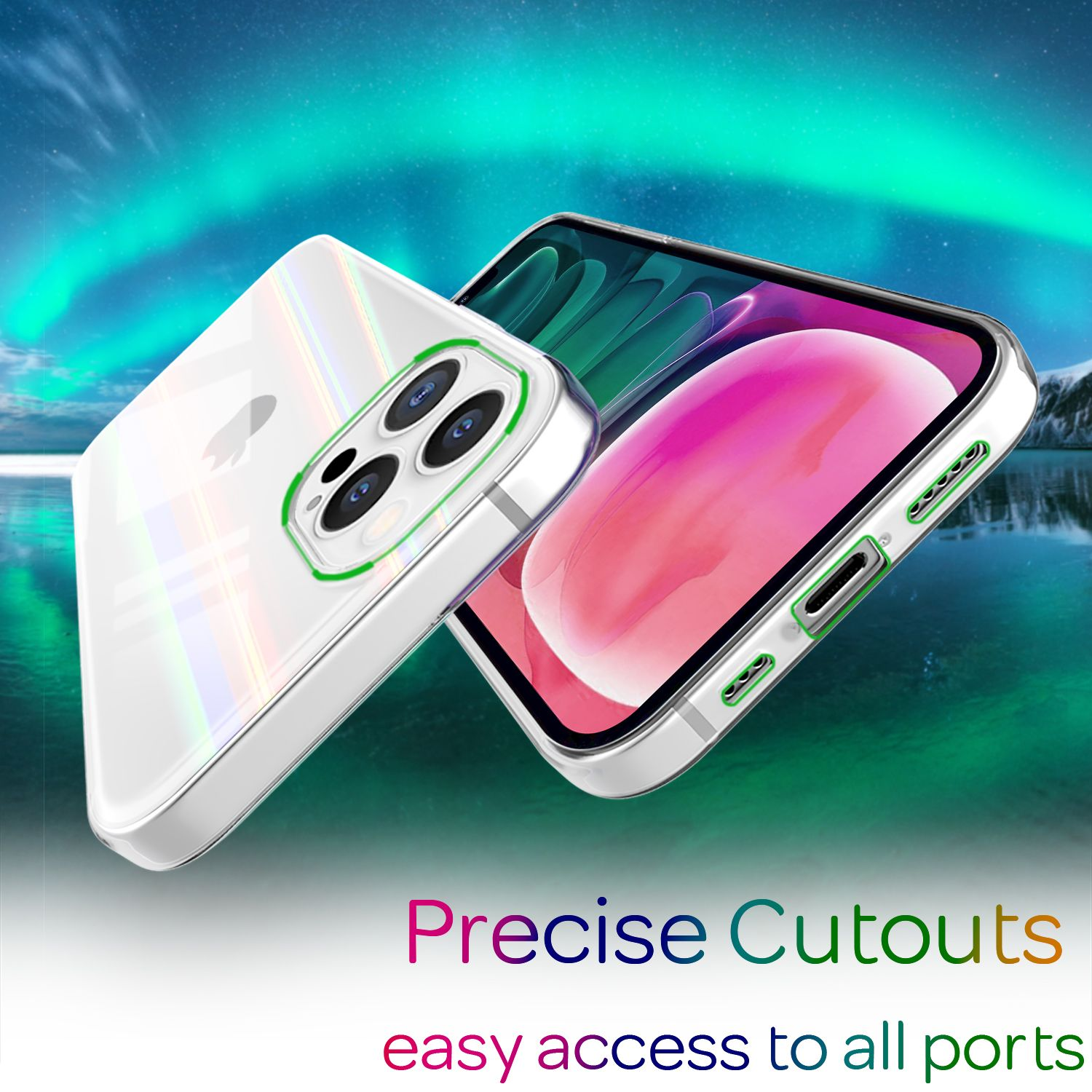 Hartglas Backcover, Effekt, 13 Pro, Hülle iPhone Klare NALIA Apple, Regenbogen Transparent