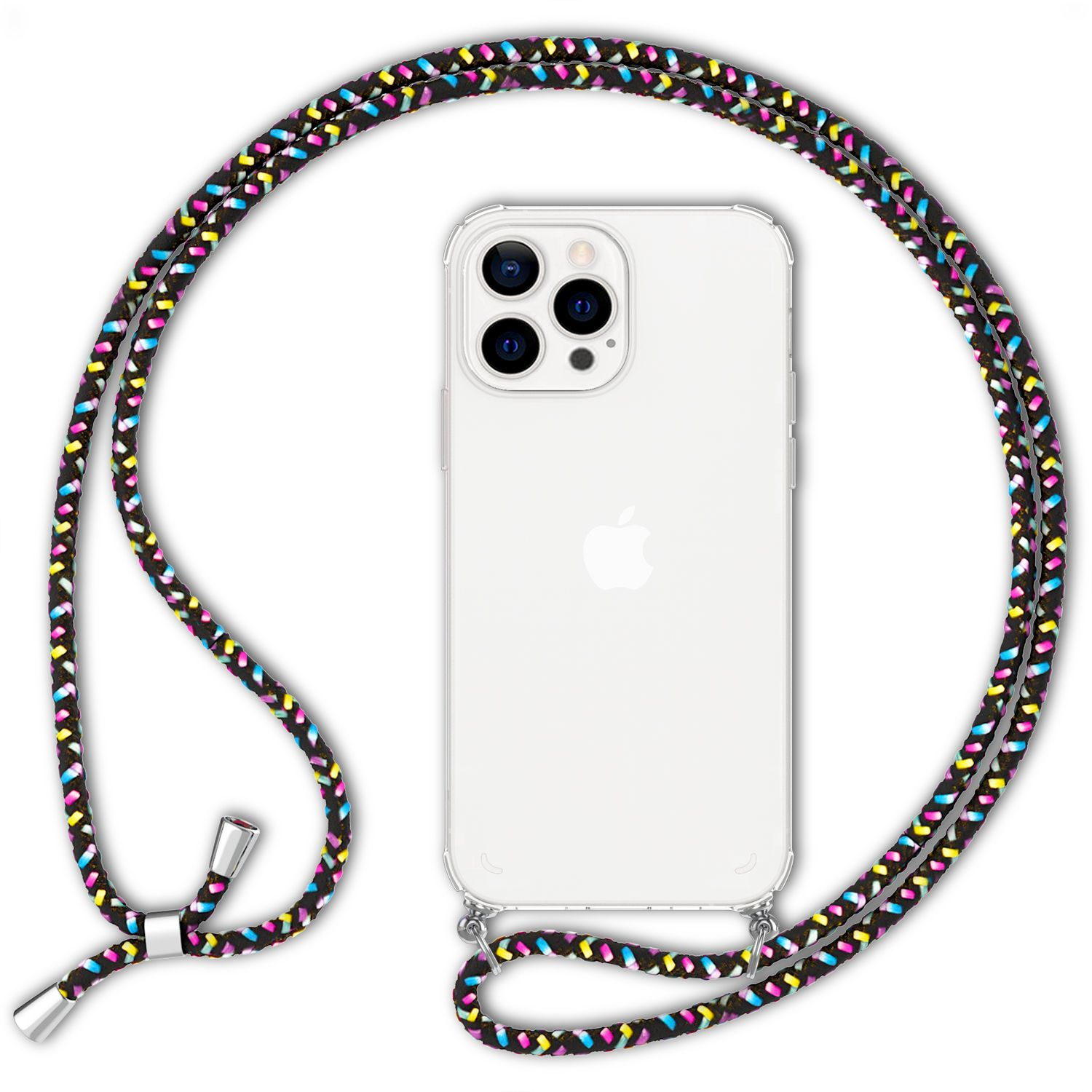 Backcover, zum NALIA Hülle Klare Kette iPhone Apple, mit Umhängen, Pro Mehrfarbig Max, 13
