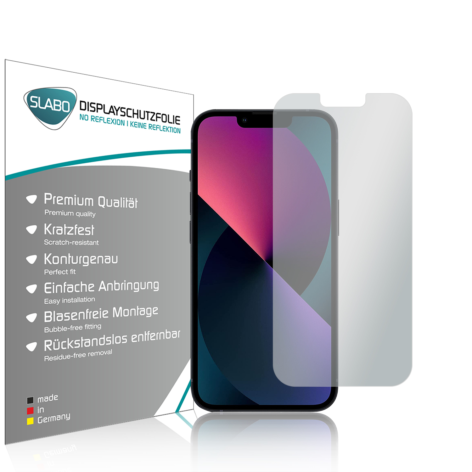 SLABO 4x Displayschutzfolie Pro iPhone iPhone Apple 13 | Displayschutz(für No Reflexion iPhone 13 14) 
