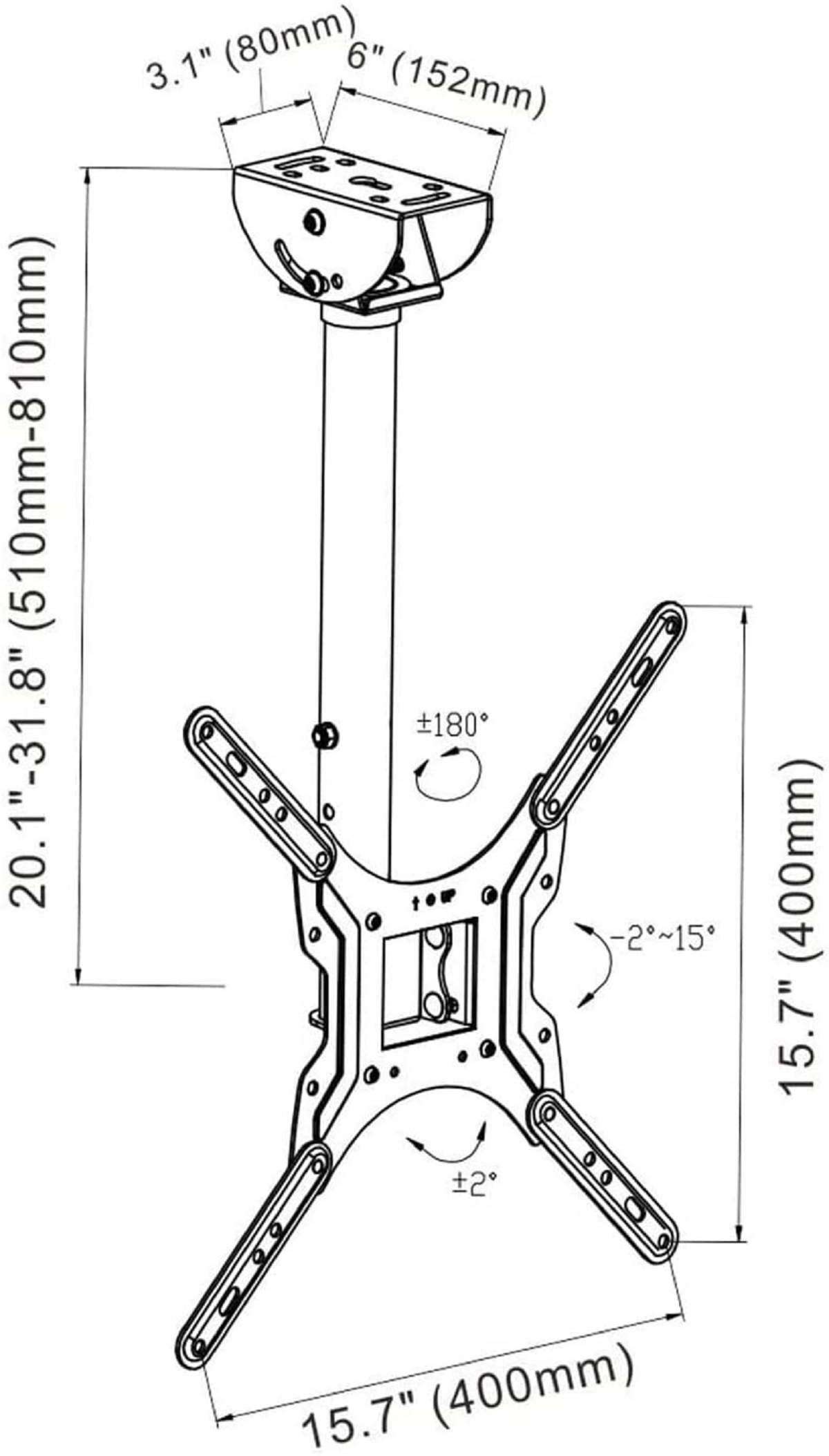 CM1 Deckenhalterung FLEXIMOUNTS 810 mm