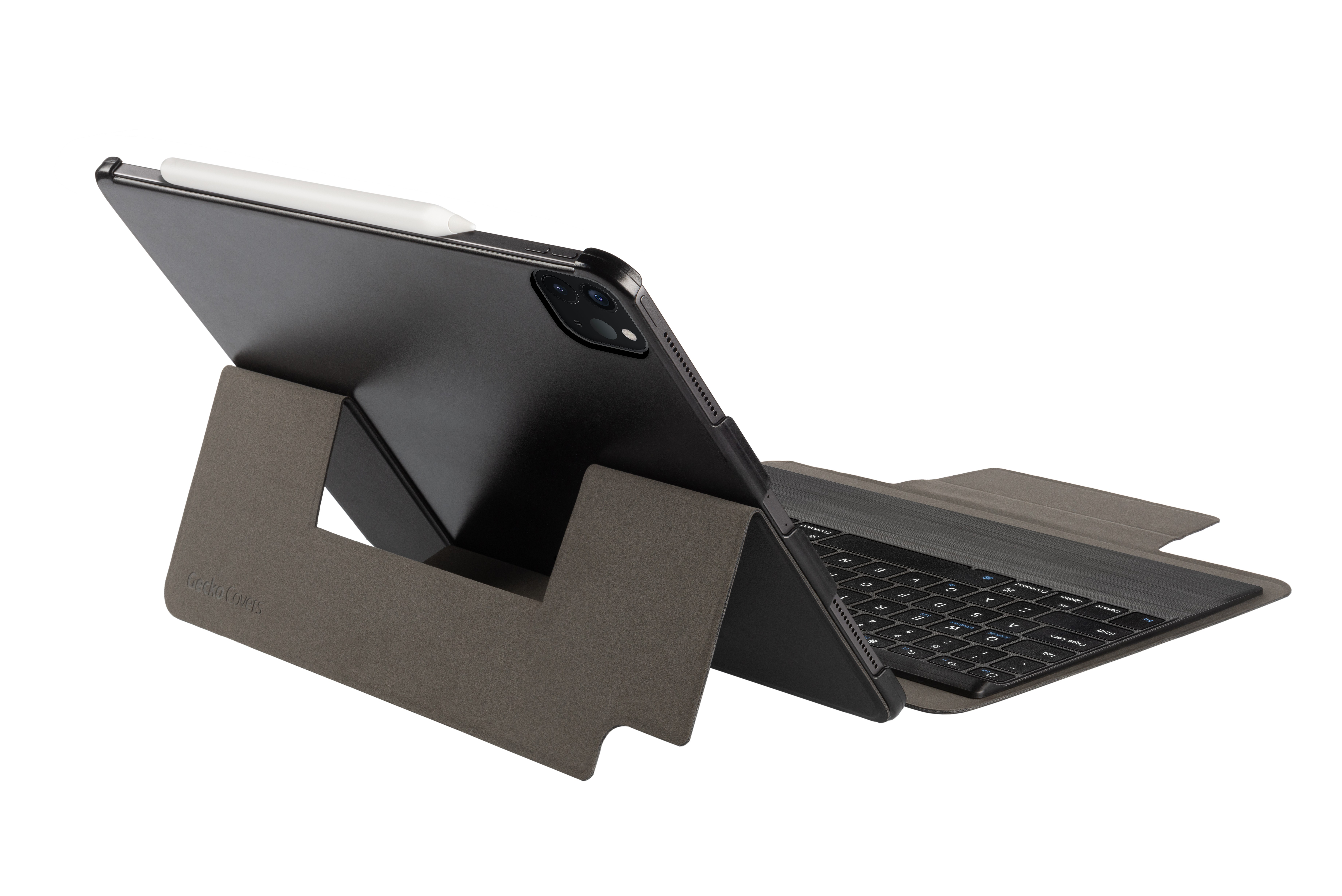 GECKO COVERS QWERTZ Tastatur-Case Leather, PU für Bookcover Schwarz Apple