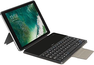 GECKO COVERS QWERTY Tastatur-Case Bookcover für Apple iPad 9.7 (2017/2018) PU Leather, Schwarz