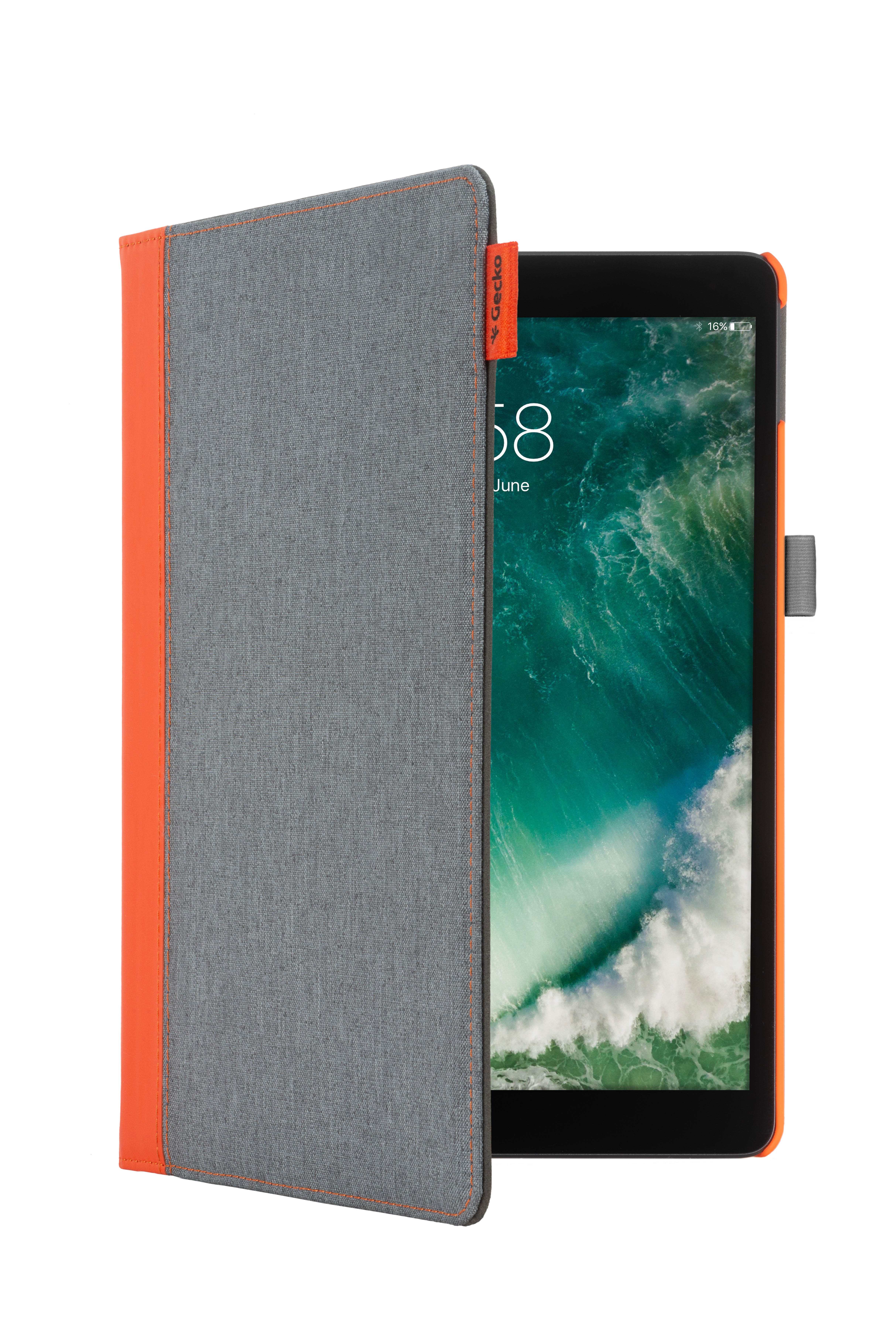 Easy-Click COVERS Hülle iPad Bookcover Air Tablet Cover Pro (2017) GECKO PU 10.5 iPad Leather, für (2019),Apple Apple Grau,Orange