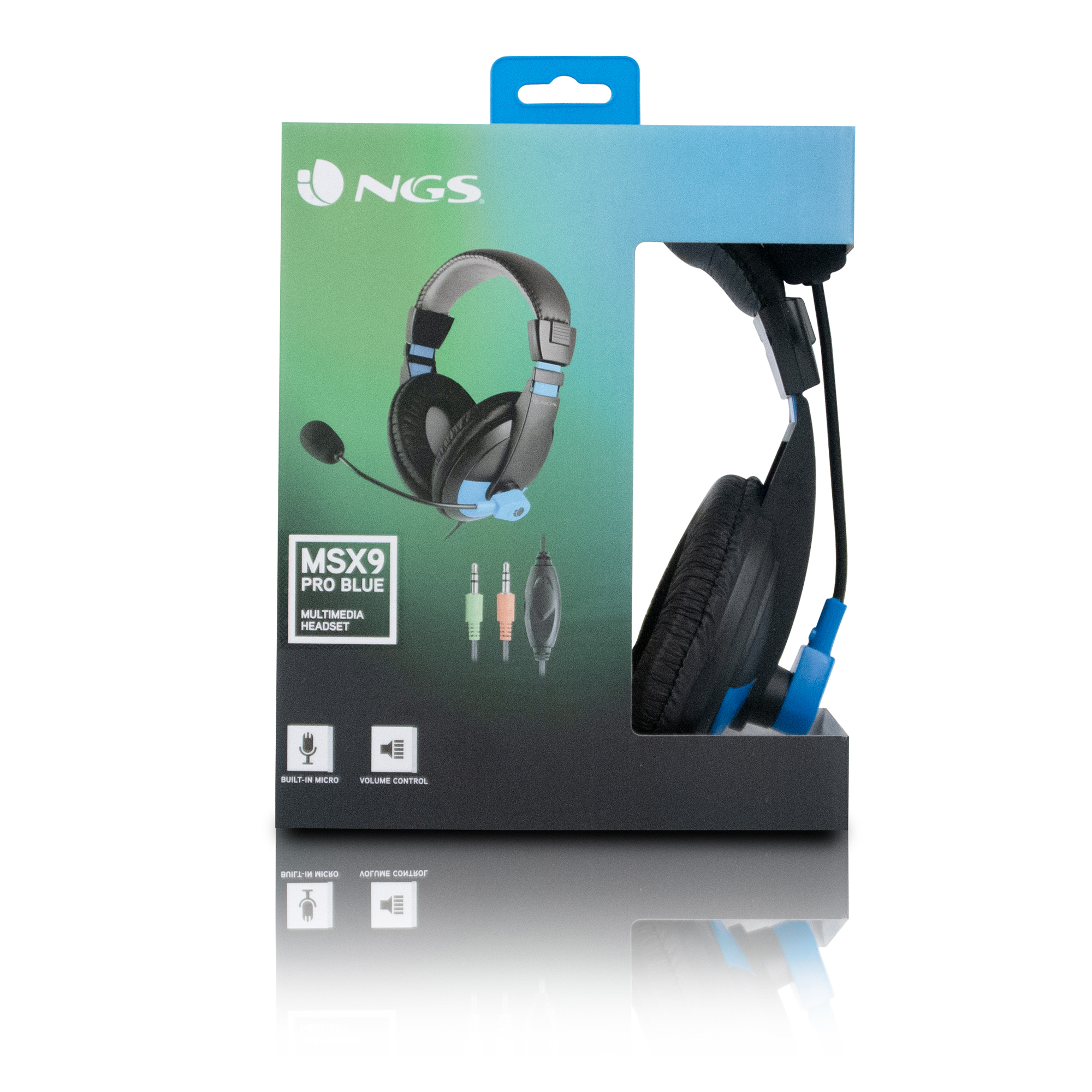 NGS MSX9PROBLUE, Over-ear Blau Mikrofon Headset mit