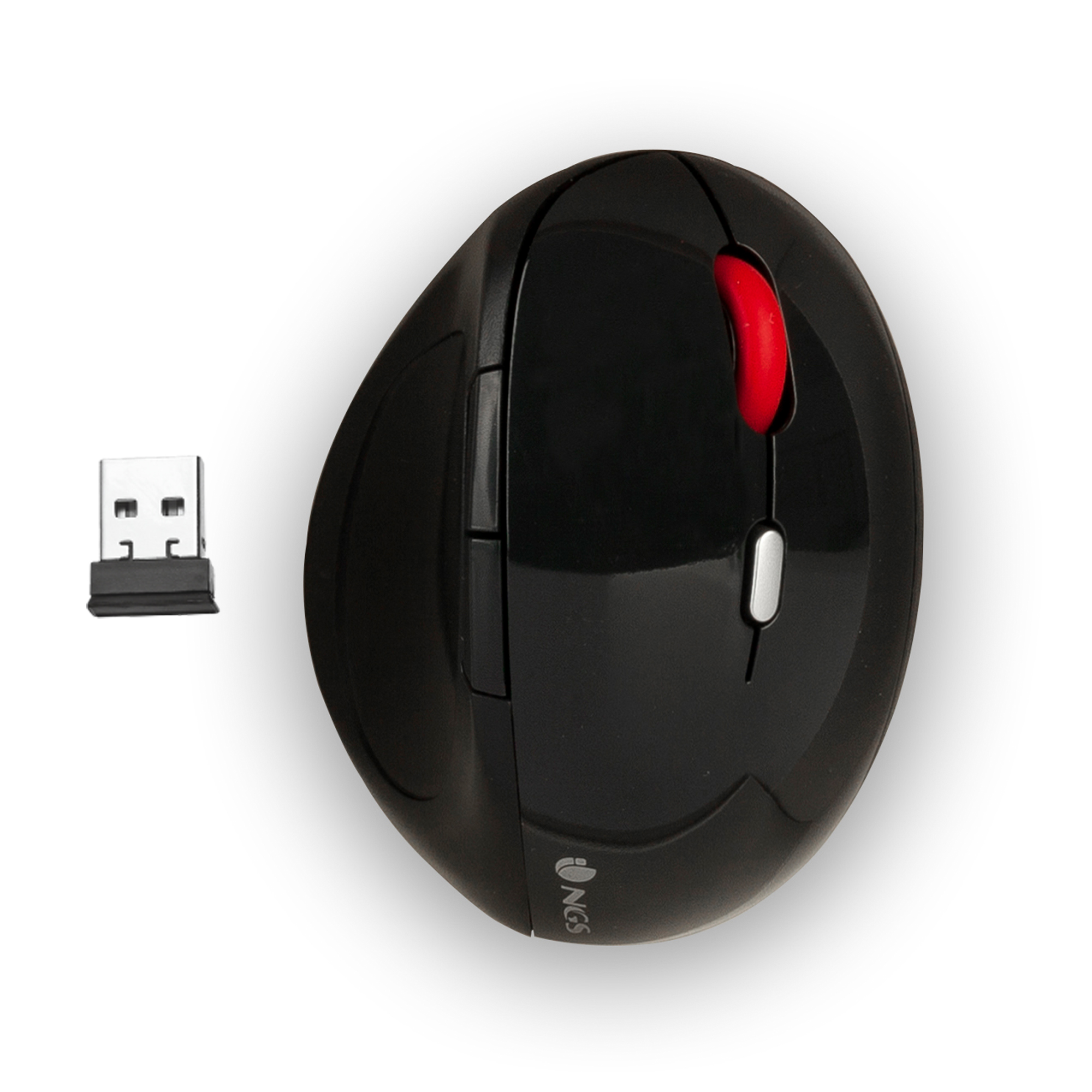 Ratón Inalámbrico - Ratón Inalámbrico- NGS EVO ERGO, 800/1200/1600/2400 dpi, Nano receptor USB, Ergonómico, Plug&Play NGS, Wireless, 2400 ppp, Negro