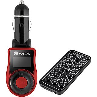 Transmisor FM - NGS Transmisor FM- NGS SPARK V2, para coche/camón, Formato MP3, Mando a Distancia, Negro y Rojo