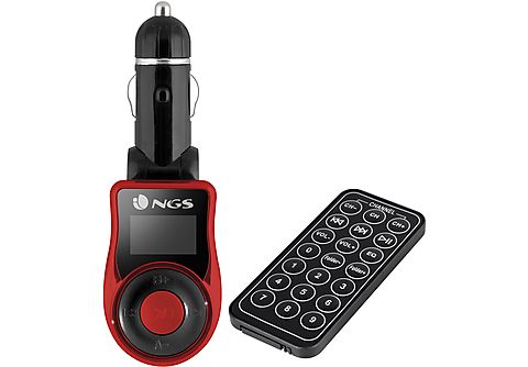 Transmisor FM - NGS Transmisor FM- NGS SPARK V2, para coche/camón, Formato MP3, Mando a Distancia, Negro y Rojo