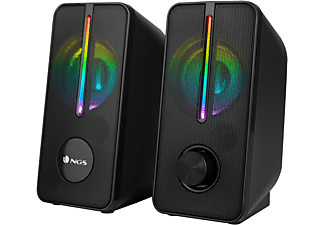 Altavoces para PC - Altavoces gaming- NGS GSX-150, Luces LED RGB, 12W, Conexión USB, Cable 3,5mm, Negro NGS, 12 W (2 x 6 W), LED RGB, Alimentación por USB (sin enchufe), Plug&Play, Negro | MediaMarkt