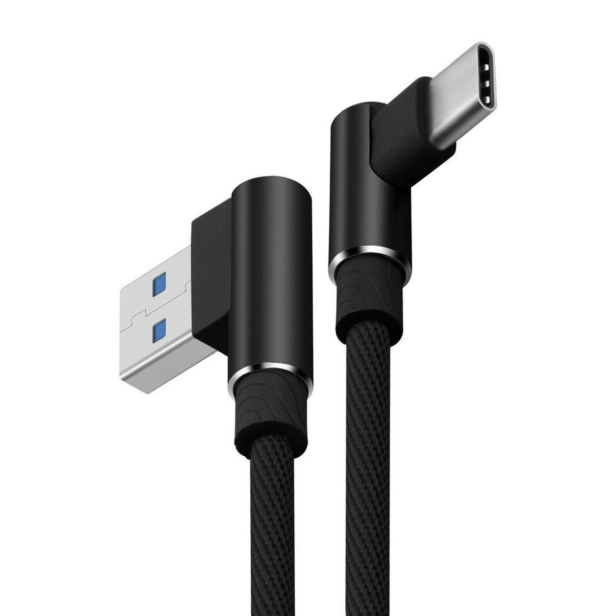 Ladekabel / USB-C Schwarz Typ Winkel, C Ladekabel Datenkabel, 90° SMARTACC 2m