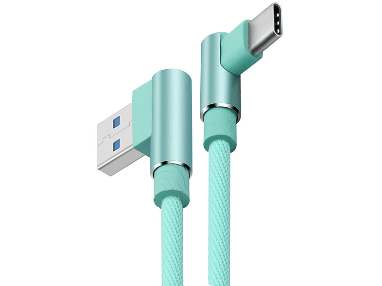 SMARTACC 2m USB-C Typ 90° C Datenkabel, Ladekabel Winkel, Mintgrün / Ladekabel