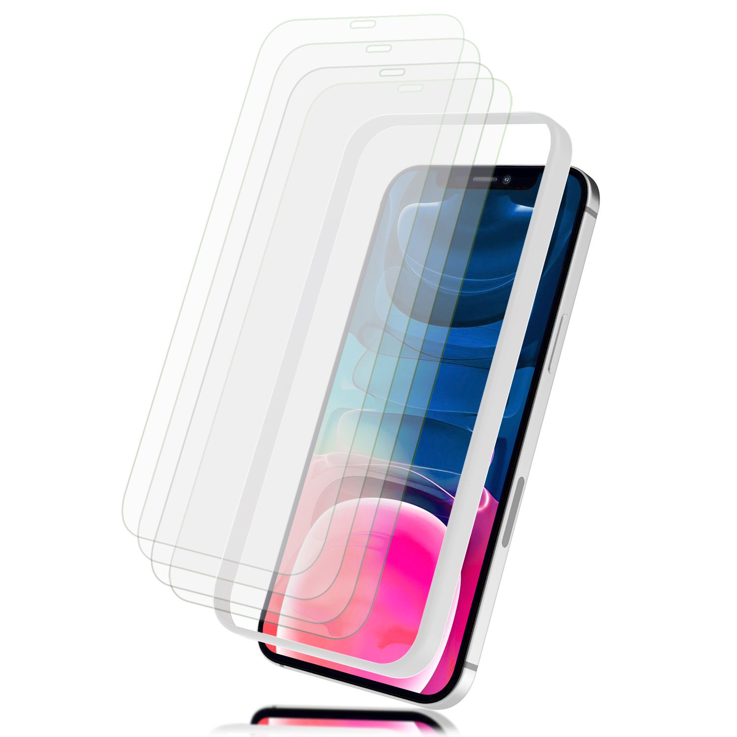 NALIA 4x Schutzglas Apple iPhone Mini) 1x Displayschutz(für 13 Schablone 