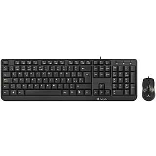 Kit teclado y ratón para PC - NGS NGS-KEYBOARD-0271, Cable, Negro