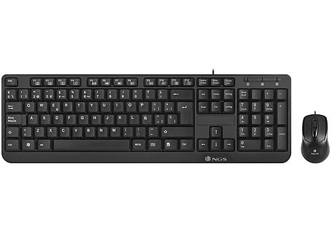 Kit teclado y ratón para PC  - NGS-KEYBOARD-0271 NGS, Cable, USB, Negro