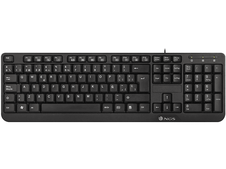 Tastiera NGS FUNKYV3 USB Con 12 Tasti Multimediali - Layout AZERTY Francese, Membrana Silenziosa, Resistente Agli Schizzi, Cavo 1,4m - 3