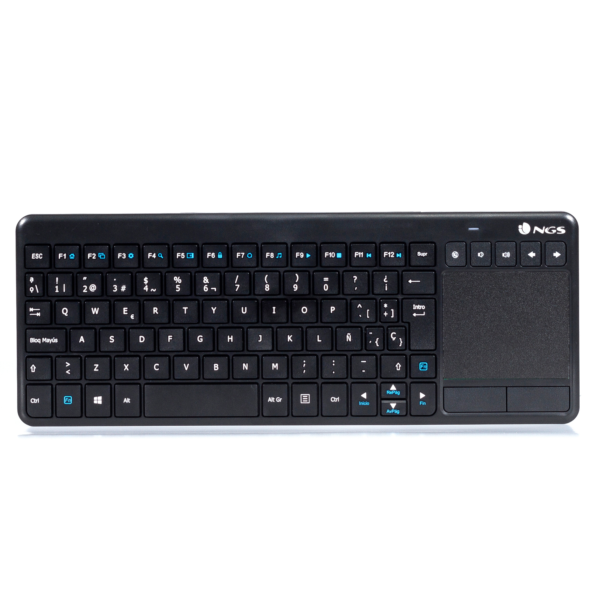 Teclado Inalámbrico con Touchpad - Teclado Inalámbrico con Touchpad- NGS TV WARRIOR, QWERTY español, 17 Teclas Multimedia, Trackpad NGS, USB, Negro