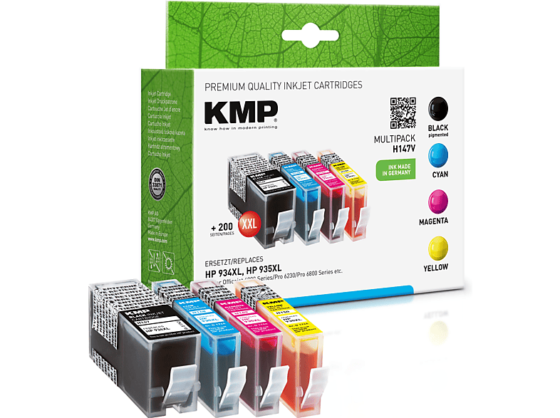 KMP ersetzt HP 934/935XL Tintenpatrone 4-Farben (Schwarz,Cyan,Magenta,Gelb) 933XL) (932XL/ Multipack