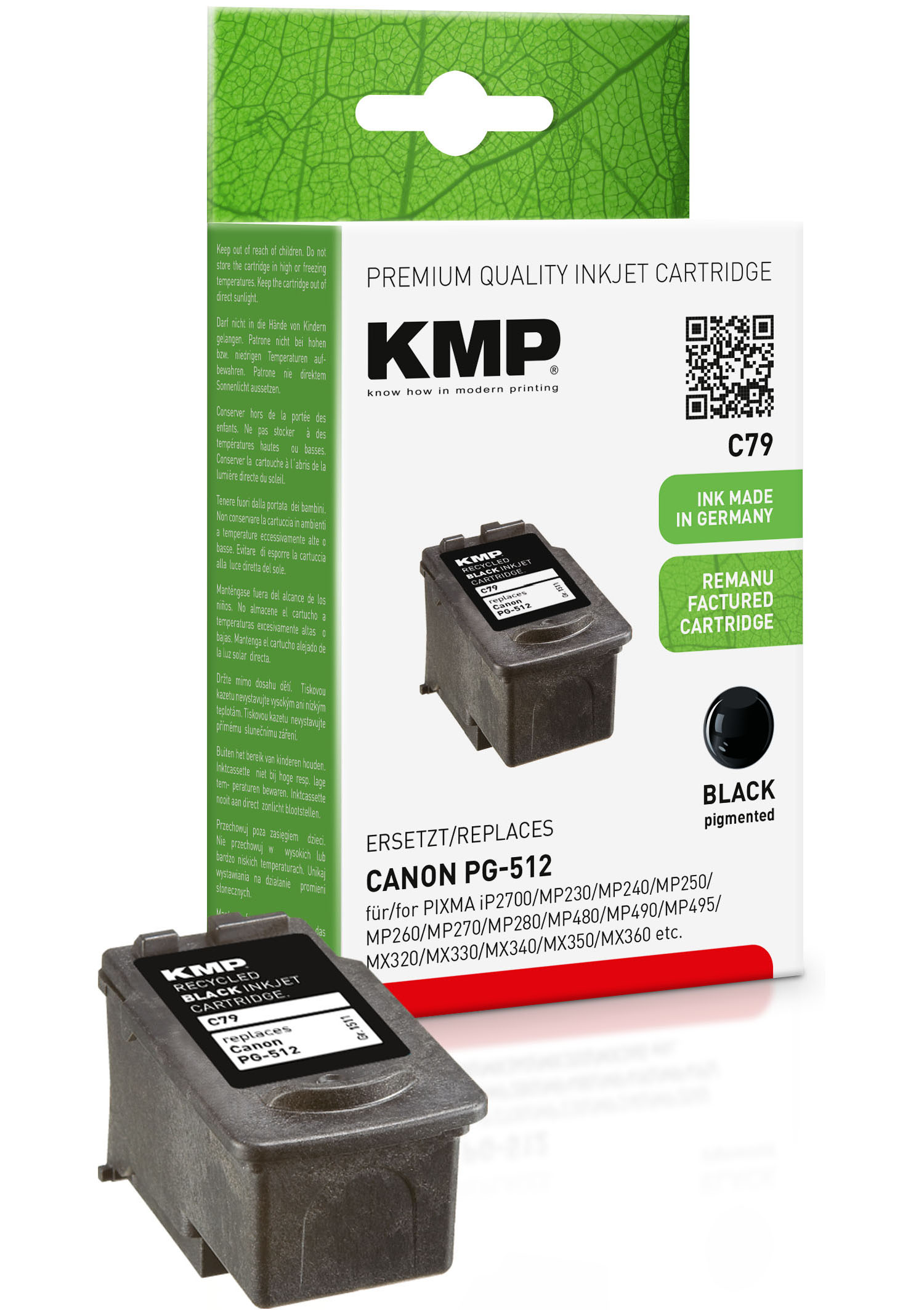 KMP ersetzt Canon Black Tintenpatrone (PG-512) PG-512