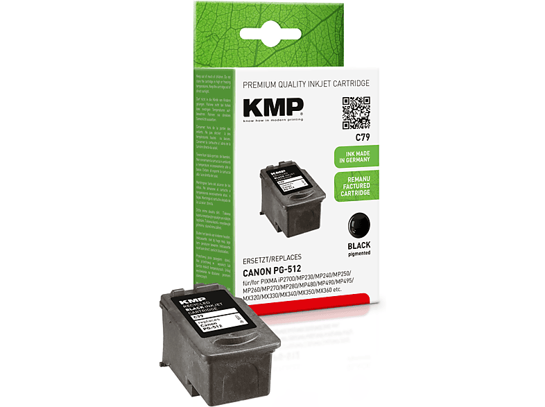 KMP ersetzt Canon Tintenpatrone Black PG-512 (PG-512)