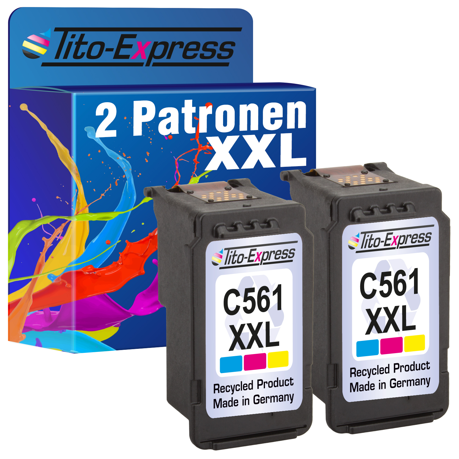 TITO-EXPRESS PLATINUMSERIE 2er recycelte Patrone Canon magenta, (cyan, yellow) C color (3730 CL-561XXL 001) ersetzt Tintenpatronen